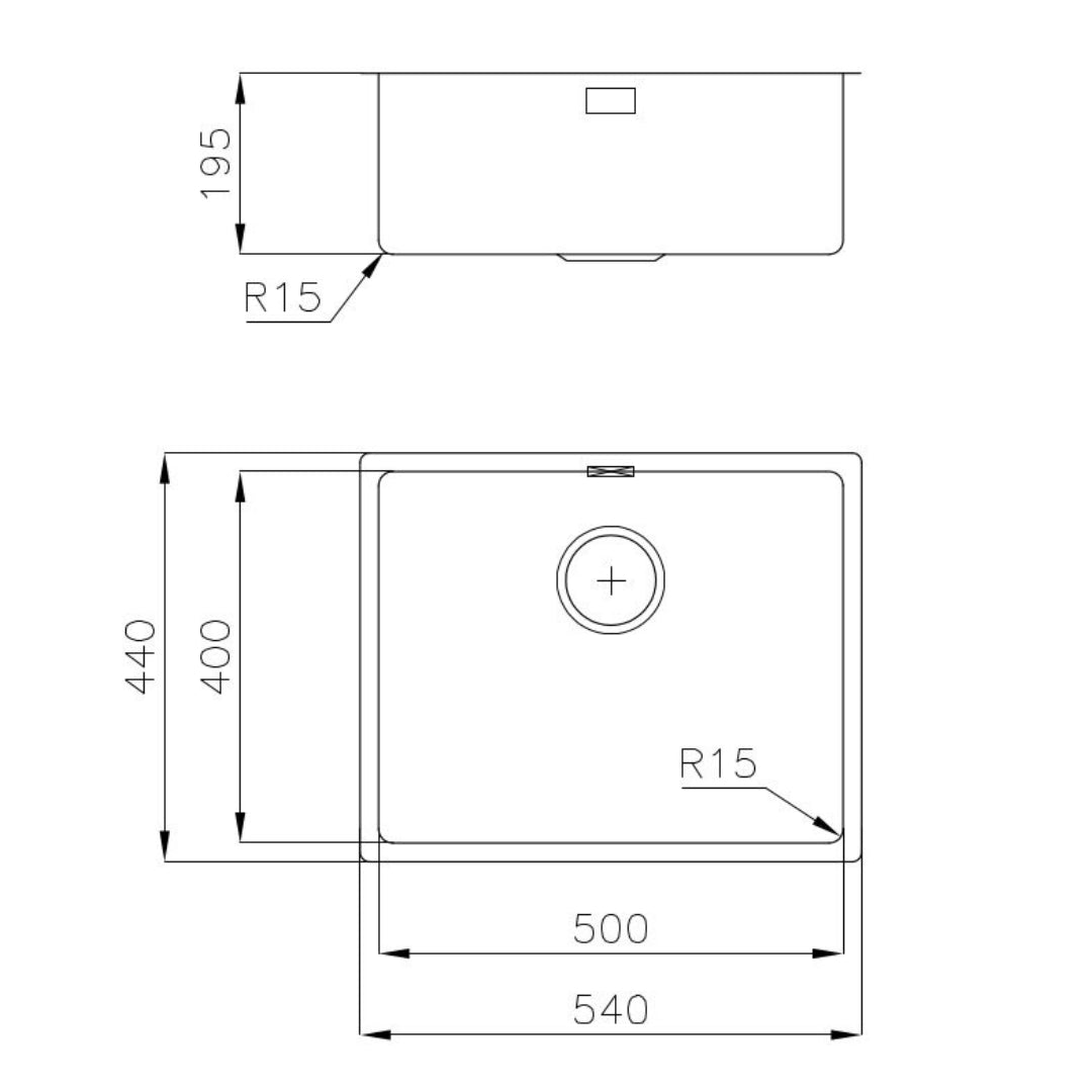 FOSTER KE 2155050 Lavello Cucina 1 Vasca Incasso Filotop Inox Spazzolato cm. 54 x 44