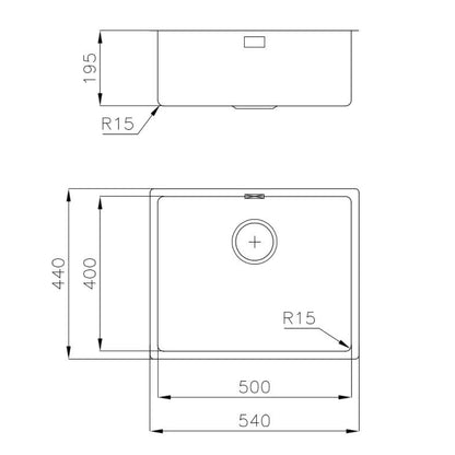 FOSTER KE 2155050 Lavello Cucina 1 Vasca Incasso Filotop Inox Spazzolato cm. 54 x 44