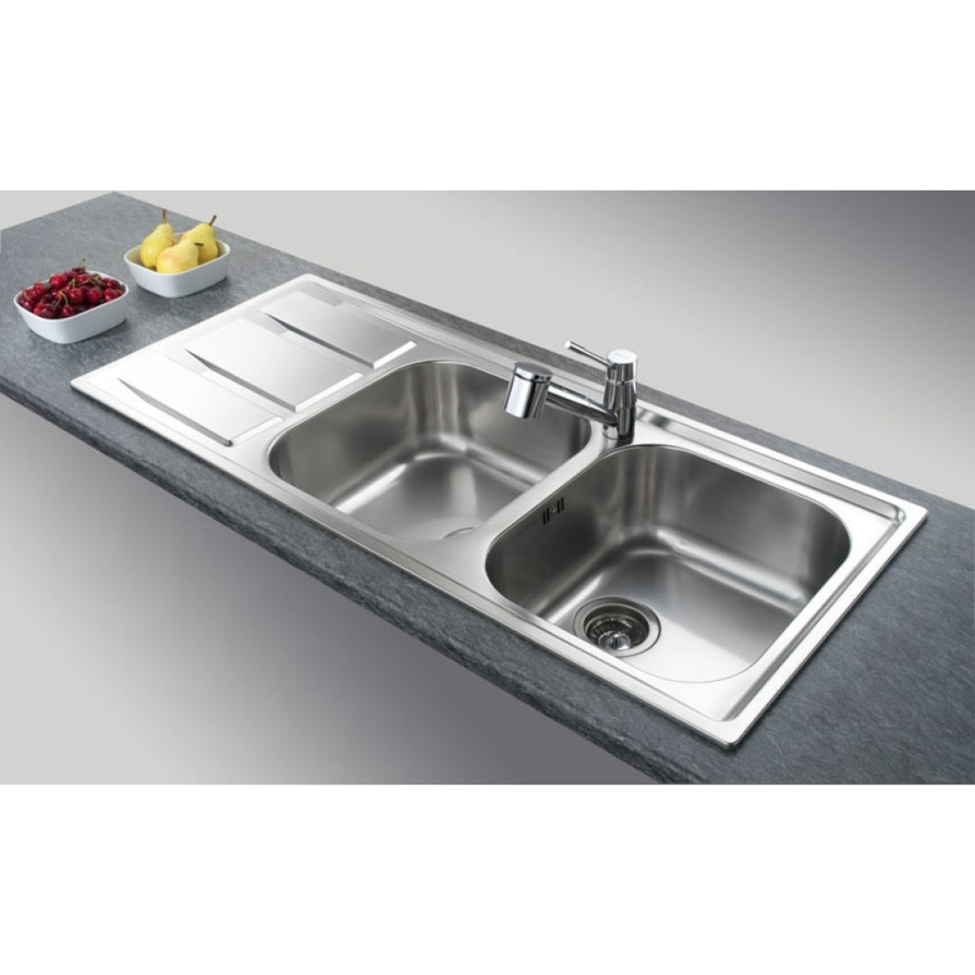 FOSTER FM 1972061 Lavello 2 Vasche Destra Gocciolatoio Sinistra Acciaio Inox cm. 116 x 50