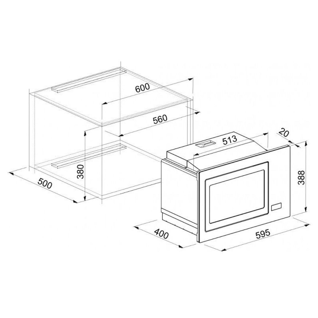 ELLECI PLANO MW FGSP28143WS Microonde da Incasso Grill Tortora 28 Lt 900 Watt cm. 60 x 40