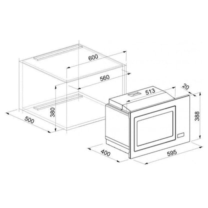 ELLECI PLANO MW FGSP28143WS Microonde da Incasso Grill Tortora 28 Lt 900 Watt cm. 60 x 40