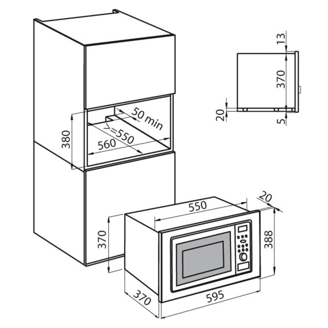 FOSTER KS 7151010 Forno Microonde da Incasso Inox Antimpronta 25 Lt. 900W cm. 60 x 40