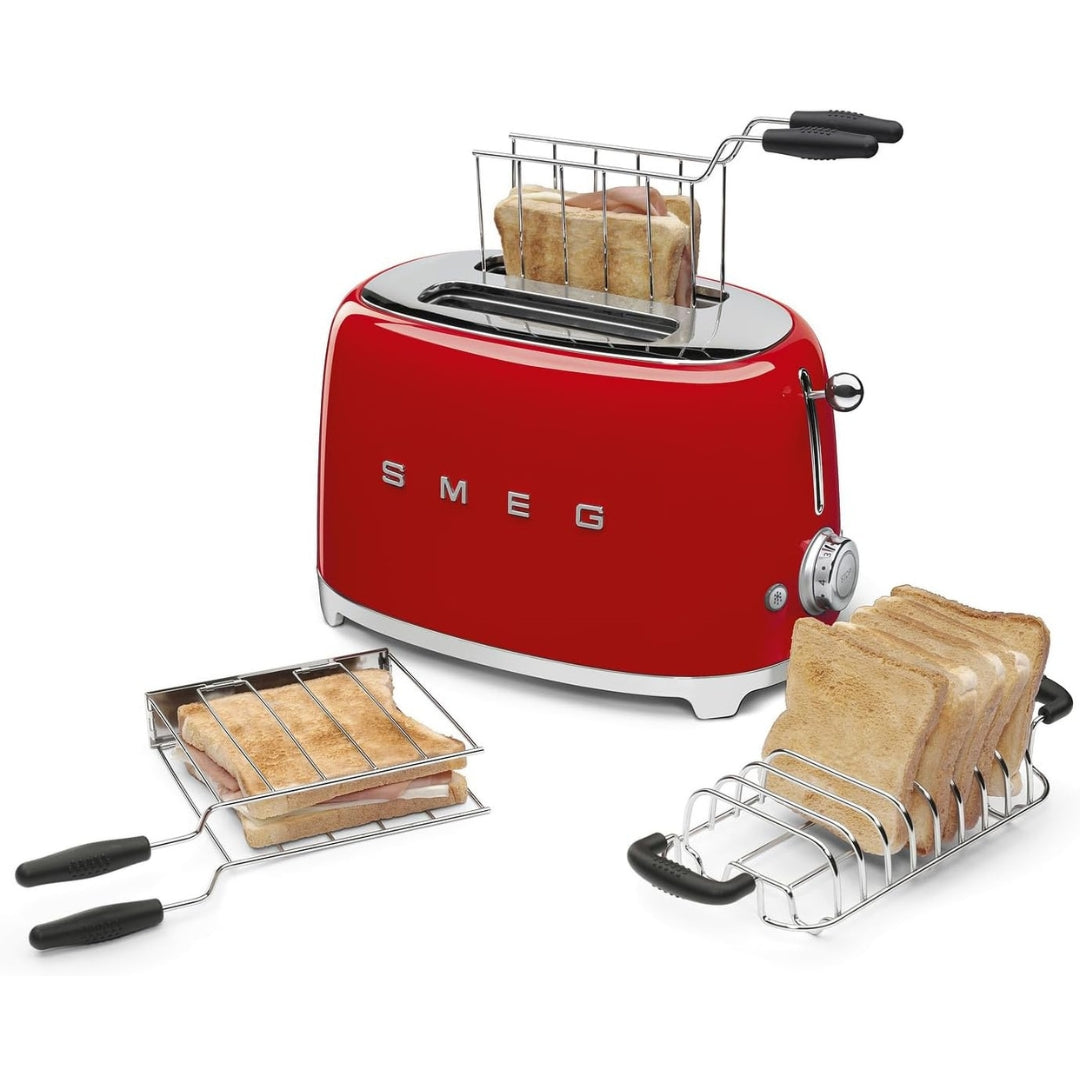 SMEG PED TSF01RDEU Tostapane Rosso Lucido 2 Fette 50’s Style Funzione Bagel 950W