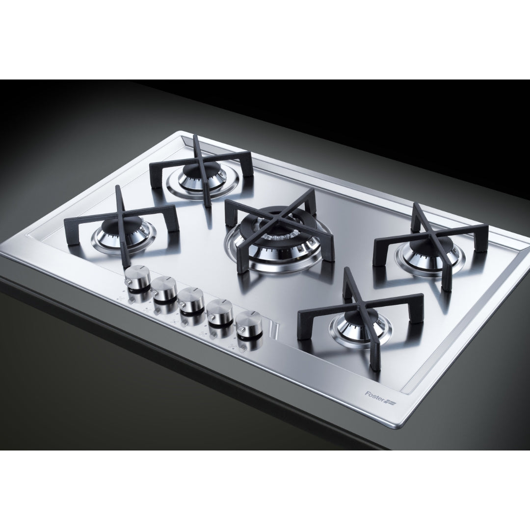 Foster KS 7610032 Piano Cottura Cucina 5 Fuochi Tripla Corona Inox 79x50 cm