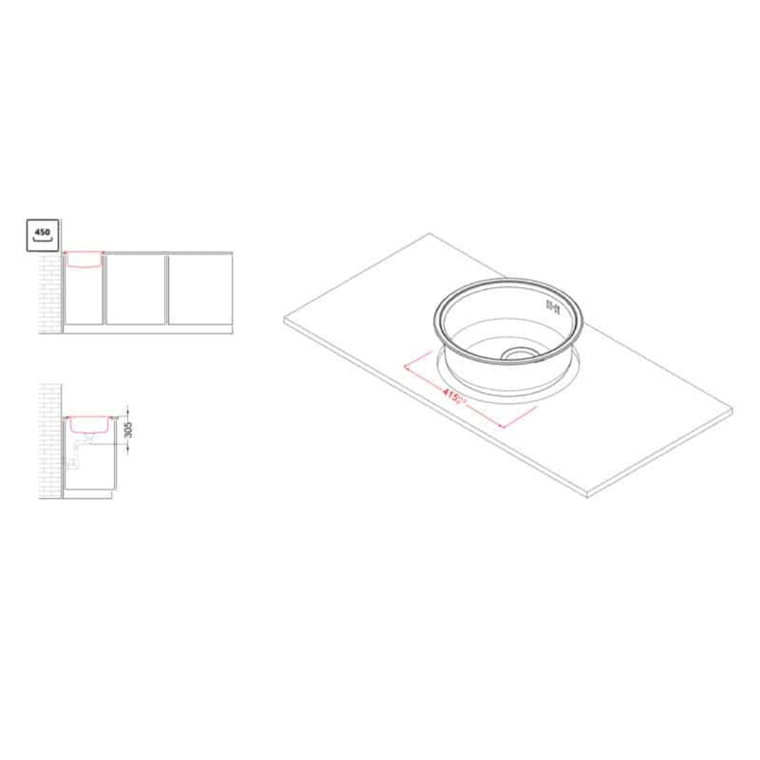 ELLECI SKY ROUND 435 LIKROUSAC Lavello Cucina 1 Vasca Tondo Inox Diam. cm. 43,5