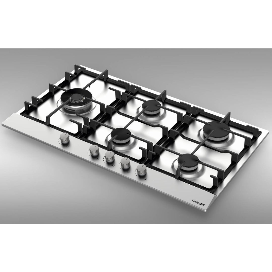 FOSTER POWER 7016032 Piano Cottura Gas 5 Fuochi Inox Spazzolato cm. 86 x 50