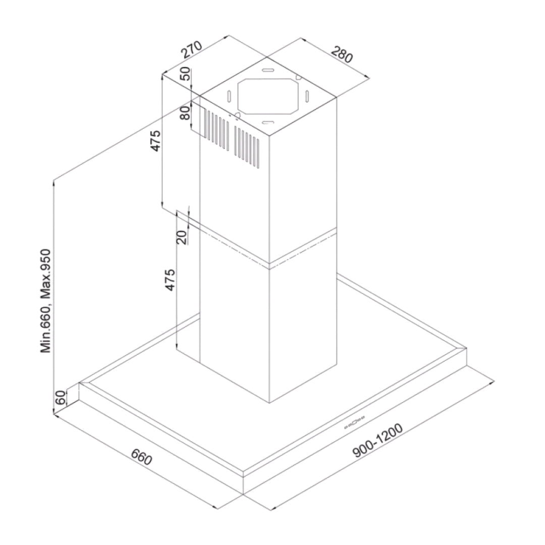 SILVERLINE DROP CONTROL 4110.9.733.02 Cappa a Isola Aspirante 5 Velocità Inox cm. 90 x 66