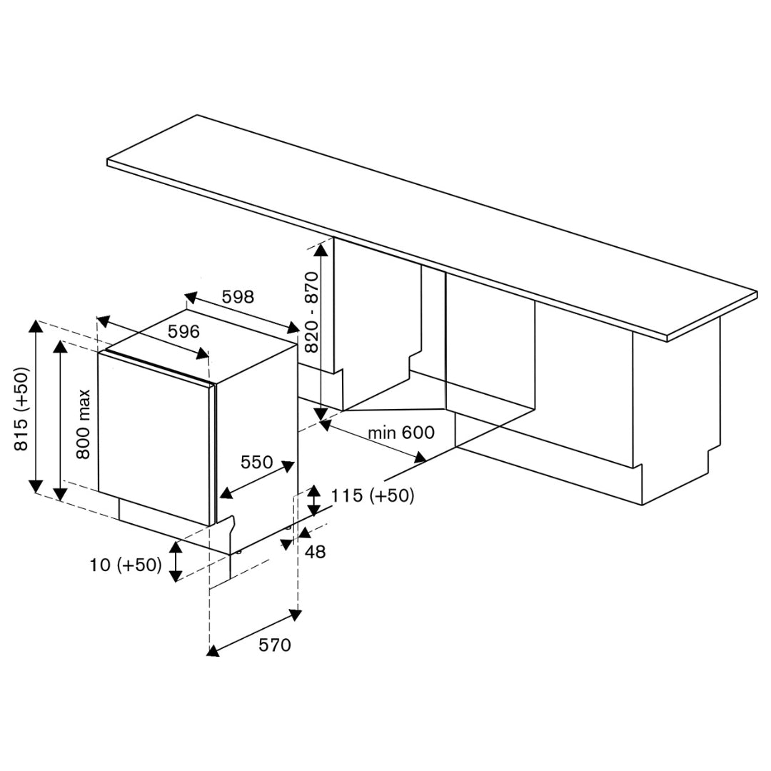 F.LLI BERTAZZONI DW60EPRS Lavastoviglie Incasso 13 Coperti 6 Programmi Sliding Doors Bianca mm. 598 x 815 x 550