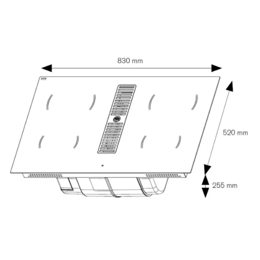 F.LLI BERTAZZONI MODERN P804ICH30NP Piano Cottura Induzione con Cappa Integrata da 625 m3/h Vetro Nero cm. 83 x 52