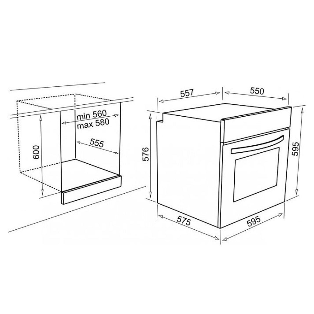 ELLECI PLANO FGSP60240NS Forno Incasso Elettrico Multifunzione Ventilato Grill Nero Black Classe A cm. 60 x 60
