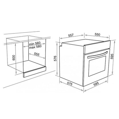 ELLECI PLANO FGSP60240NS Forno Incasso Elettrico Multifunzione Ventilato Grill Nero Black Classe A cm. 60 x 60