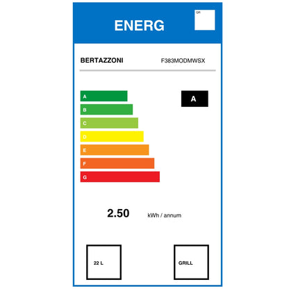 F.LLI BERTAZZONI, MODERN, F383MODMWSX, Forno Combinato Microonde da Incasso 22 Lt. Inox cm. 59,5 x 39