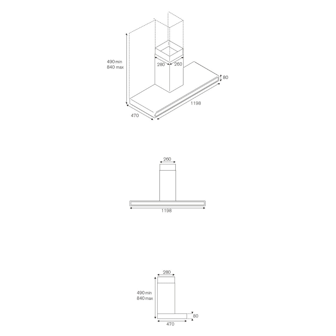 F.LLI BERTAZZONI KG120CONXA Cappa Aspirante a Parete Touch Acciaio e Vetro cm. 120 x 50