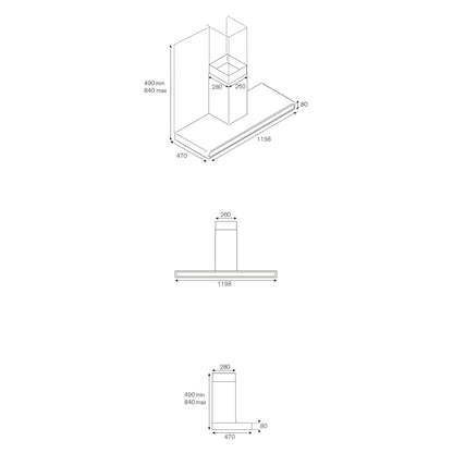 F.LLI BERTAZZONI KG120CONXA Cappa Aspirante a Parete Touch Acciaio e Vetro cm. 120 x 50