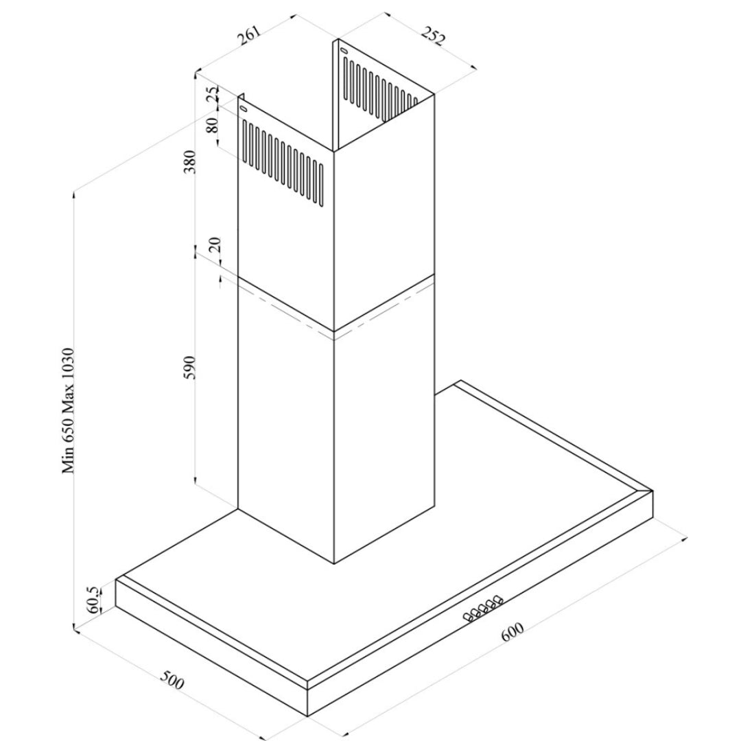 SILVERLINE 3170.6.733.04 Cappa a Parete Nero 3 Velocità Luci Led cm 60 x 50 x 103