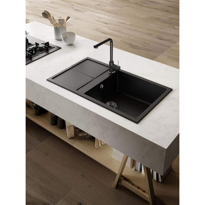 ELLECI UNICO 410 LGU41040 Lavello da Incasso Reversibile in Granitek Nero cm. 86 x 50