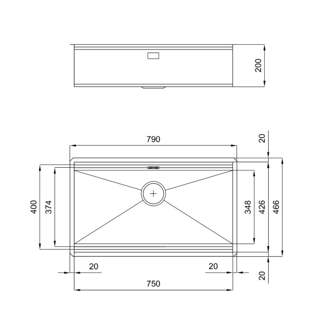 FOSTER MILANELLO 1034856 Lavello Gun Metal Workstation Sottotop Inox PVD 79 x 47