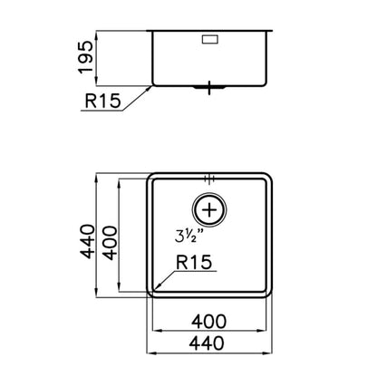 FOSTER 2156850 KE-R15 Lavello Cucina 1 Vasca Acciaio Inox Incasso Sottotop cm. 40 x 40