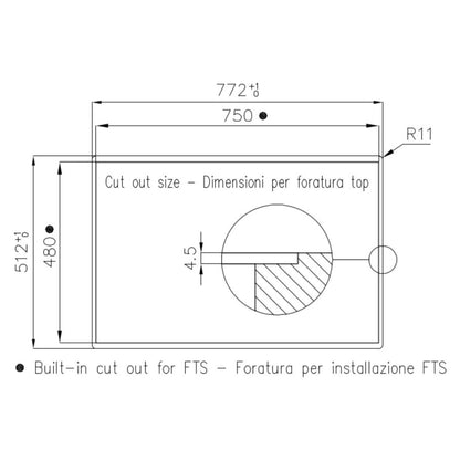 FOSTER KE 7383645 Piano Cottura Induzione 4 Zone Cottura Vetroceramica Nero cm. 77 x 51
