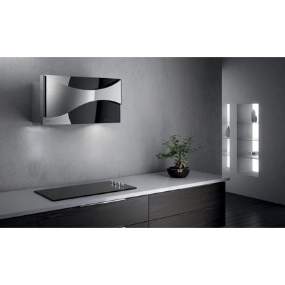 GALVAMET AMBIENT 90/F BLACK 0EAMB090F692 Cappa a Parete Filtrante 721 m³/h Inox e Vetro Nero Classe A cm. 90