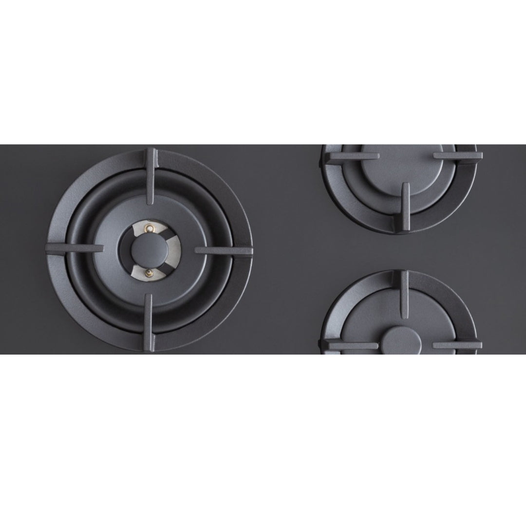 F.LLI BERTAZZONI MODERN P755CMODGNE Piano Cottura 5 Fuochi Gas con 1 Tripla Corona Centrale Valvole Sicurezza Cristallo Nero cm. 75 x 52