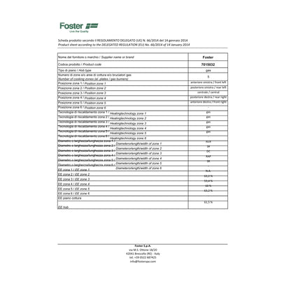 FOSTER POWER 7015032 Piano Cottura 5 Fuochi Gas Valvola Sicurezza Inox cm. 75 X 50