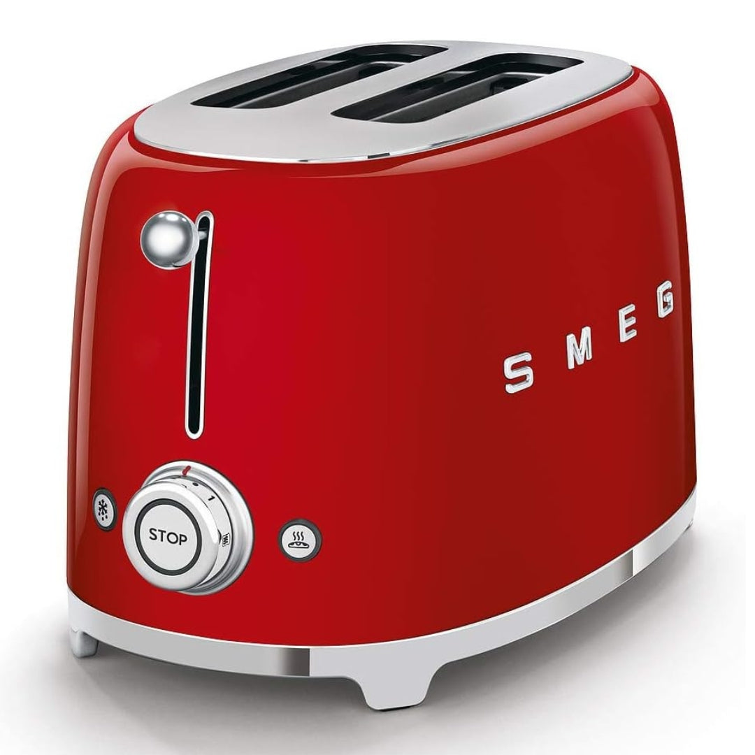 SMEG PED TSF01RDEU Tostapane Rosso Lucido 2 Fette 50’s Style Funzione Bagel 950W