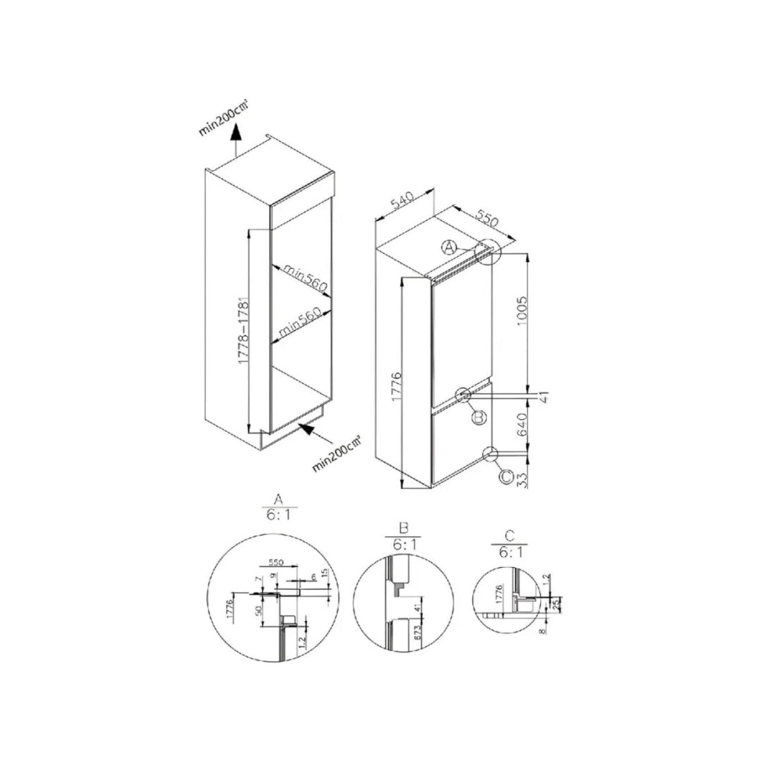 FOSTER 2040010 Frigorifero Combinato da Incasso Total No Frost 237 L cm. 178 x 54 X 55