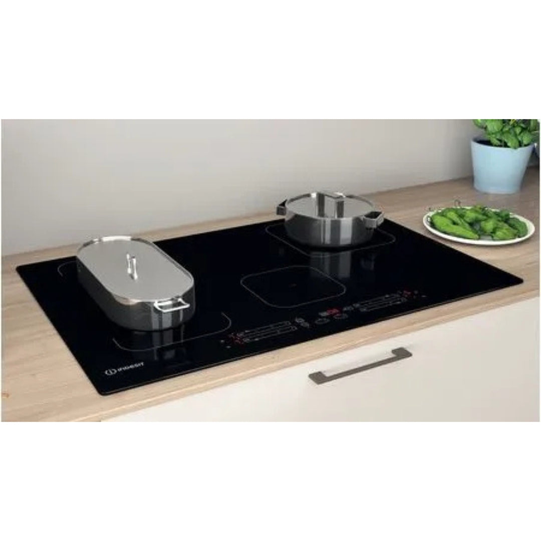 INDESIT IB21B7NE Piano Cottura Induzione 4 Zone Vetroceramica Nero Push&Go Booster cm. 77 x 51