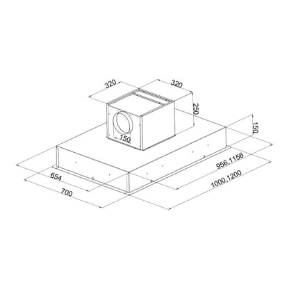 SILVERLINE 4226.1.733.01 Cappa Aspirante Soffitto 4 Velocità 773 m³/h Luci LED cm. 100 x 70