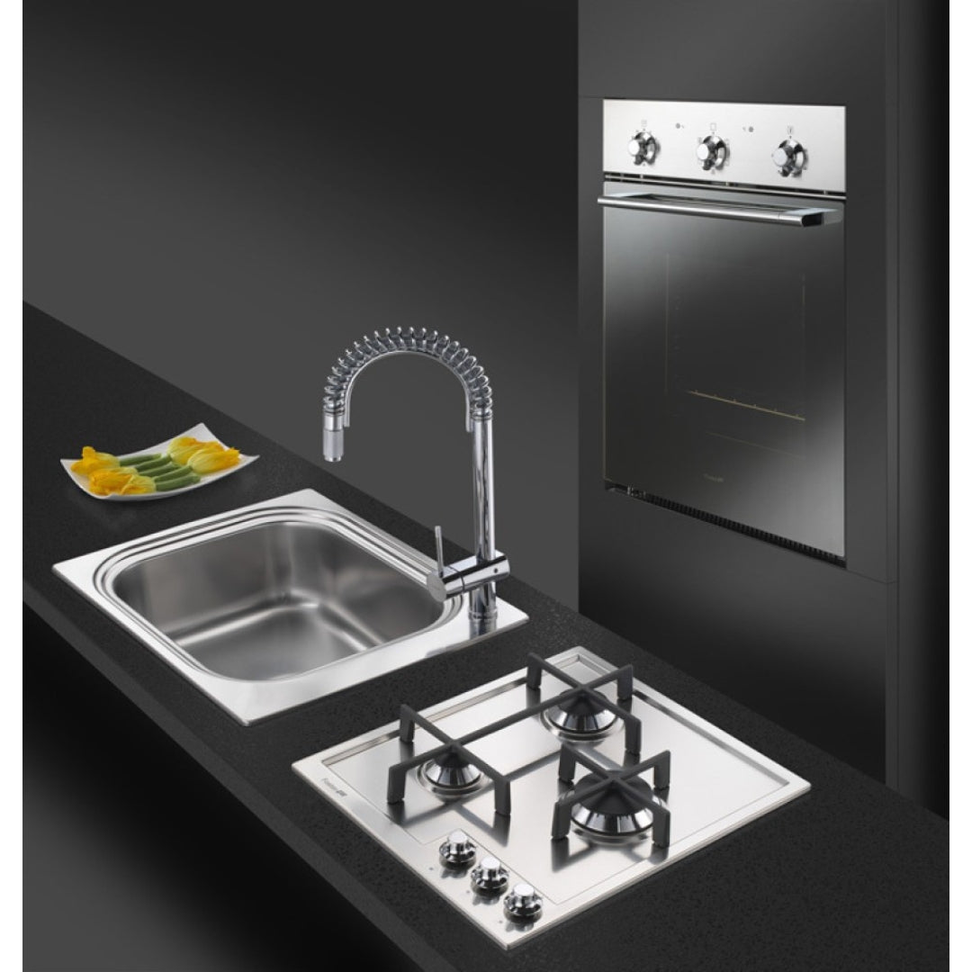 FOSTER VERONICA 7063052 Piano Cottura 3 Fuochi Inox Spazzolato Valvola Sicurezza Gas cm. 44 x 50