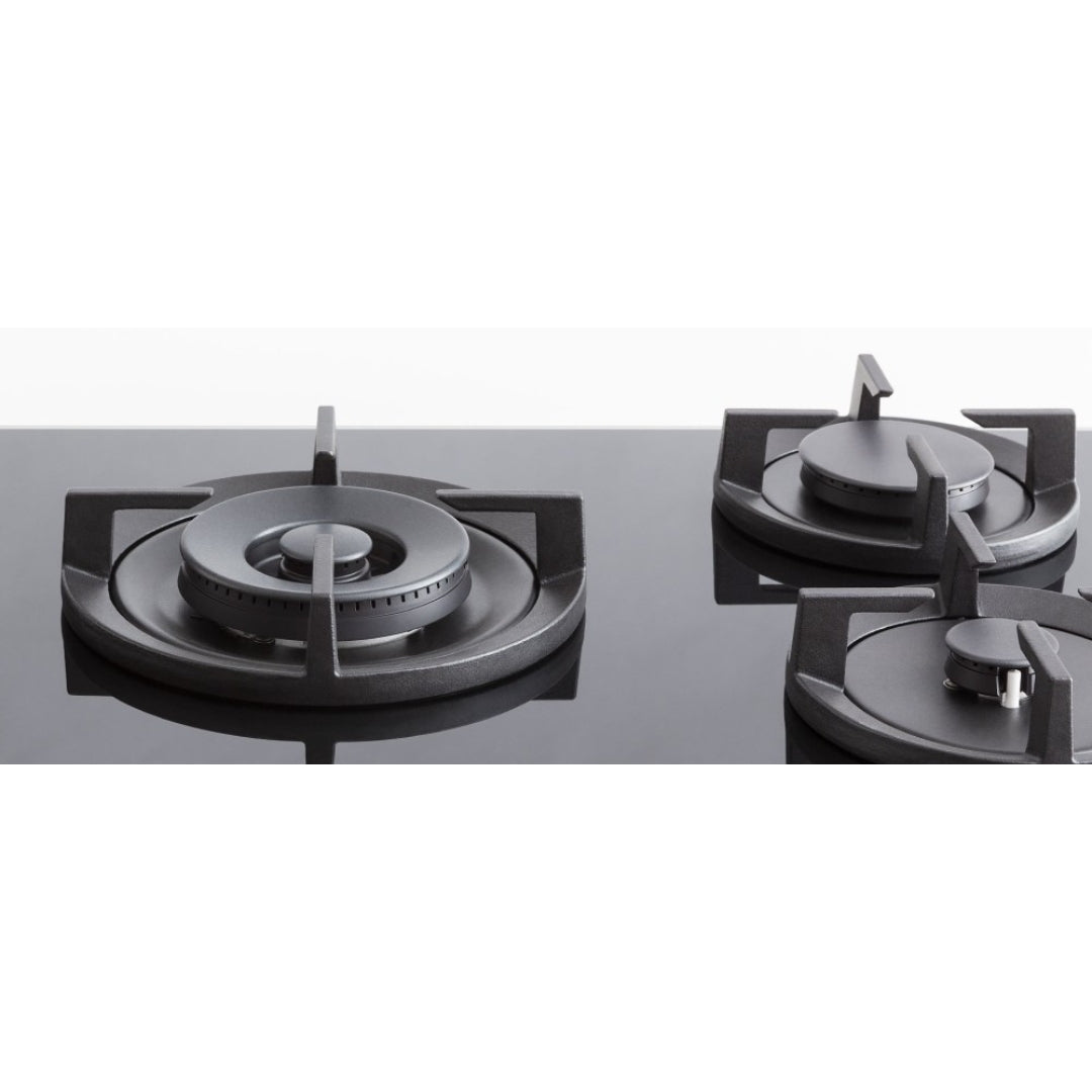 F.LLI BERTAZZONI P755CPROGNE Painmo Cotura Gas 5 Fuochi Cristallo Nero cm. 75 x 52