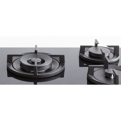 F.LLI BERTAZZONI P755CPROGNE Painmo Cotura Gas 5 Fuochi Cristallo Nero cm. 75 x 52