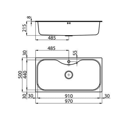 FOSTER URAGANO 1555600 Lavello Incasso Sopratop 1 Vasca Inox cm 97 x 50