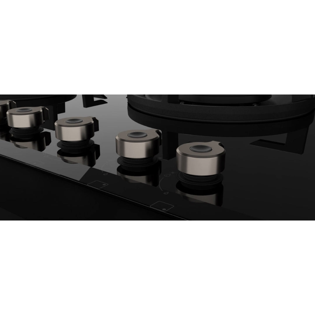 F.LLI BERTAZZONI PROFESSIONAL P905LPROGNE Piano Cottura Gas 5 Fuochi Nero Cristallo Wok Laterale cm. 90 x 52