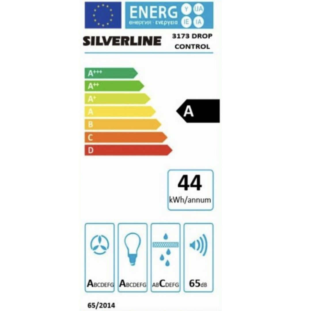 SILVERLINE 3173.9.733.04 Cappa a Parete 3 Velocità Classe A Nera Touch Control 69 dB cm. 90 x 50