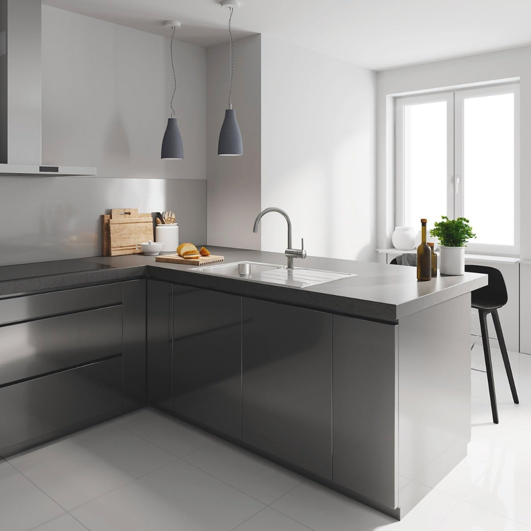 FOSTER-GROHE MINTA Rubinetto Miscelatore Cucina Cromato Canna Alta Girevole Docce