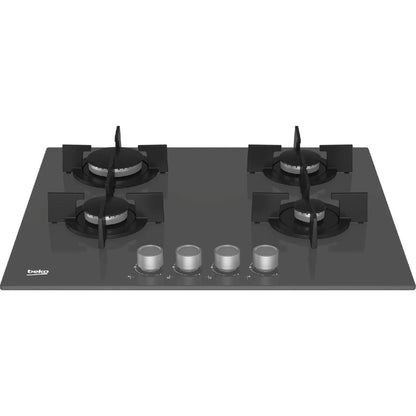BEKO ZARA HILG64222SZG Piano Cottura 4 Fuochi a Gas Vetro Grigio cm. 60 x 50