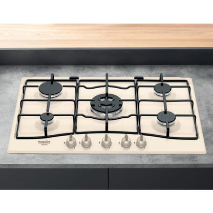 HOTPOINT PCN750TOWR /HA Piano Cottura a Gas 5 Fuochi Incasso AVORIO cm. 75 x 51