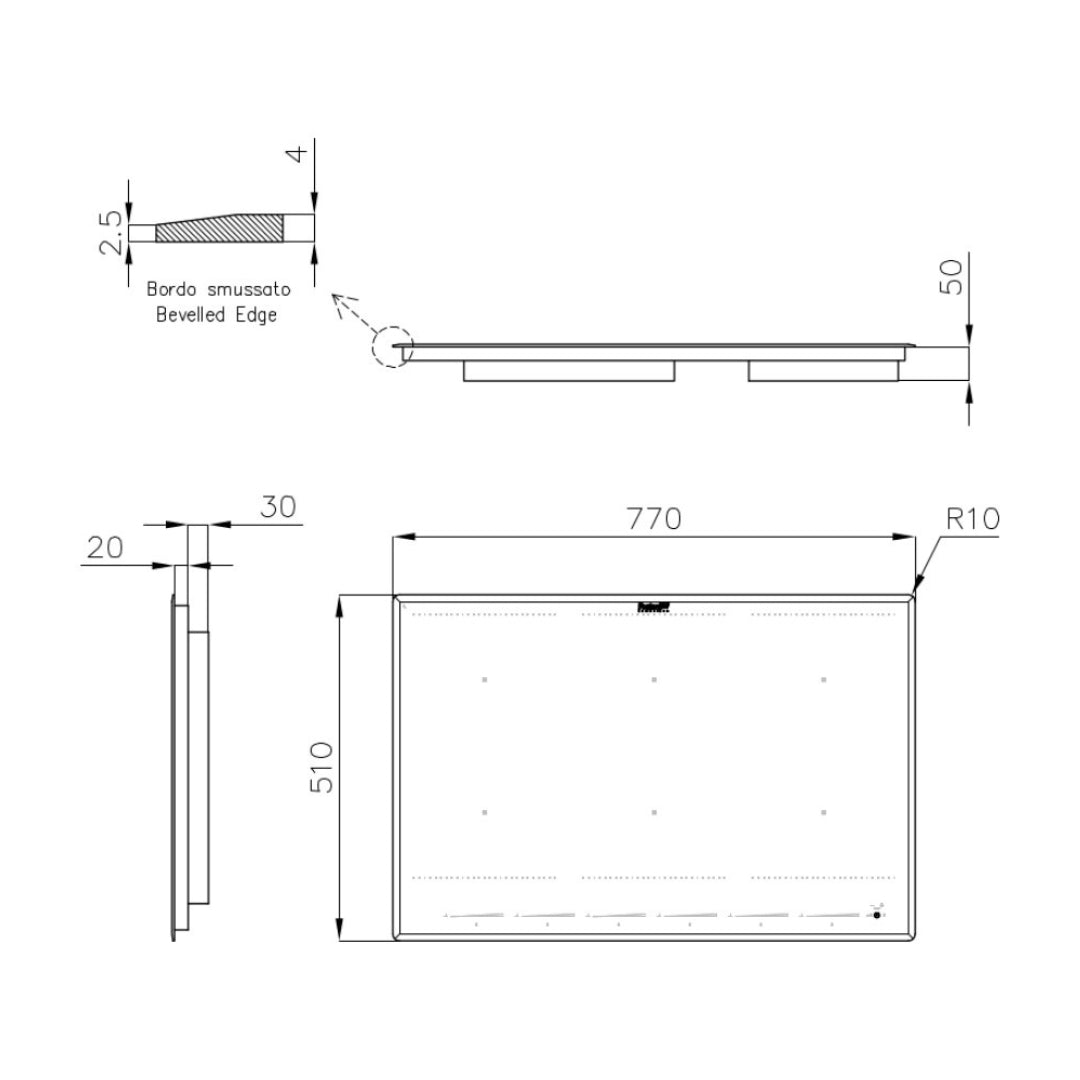 FOSTER KE 7383645 Piano Cottura Induzione 4 Zone Cottura Vetroceramica Nero cm. 77 x 51