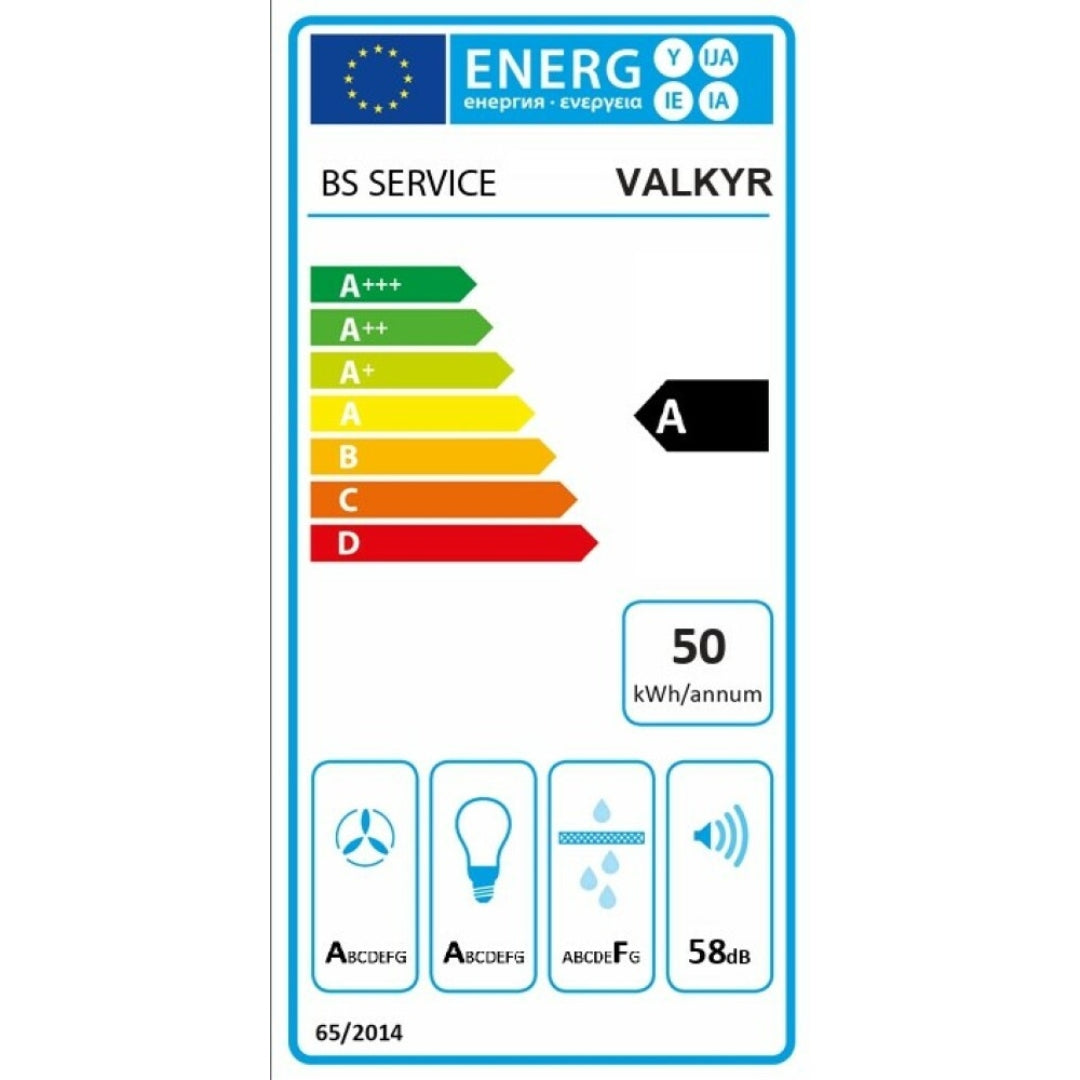 TECNOWIND VALKYR K468R0028 Cappa a Parete Vetro 4 Velocità Nera cm. 90 x 46 x 35