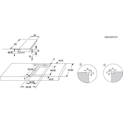 CROMBERG HIK30FB Piano Cottura Induzione 2 Zone Cottura Flex Zone Vetroceramica Nero cm. 29 x 52