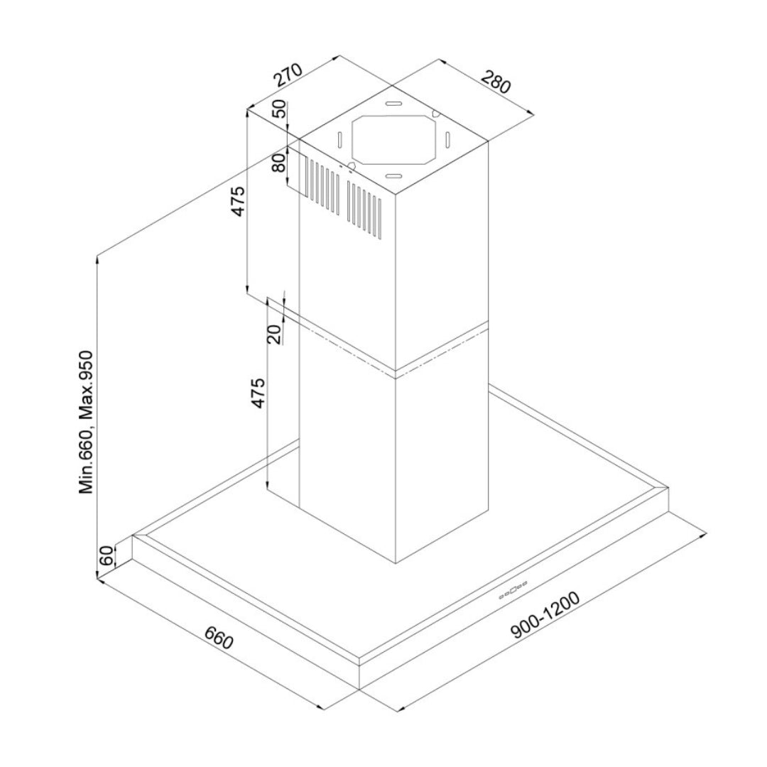 SILVERLINE 4110.2.733.01 Cappa a Isola Illuminazione LED Inox cm. 120 x 66