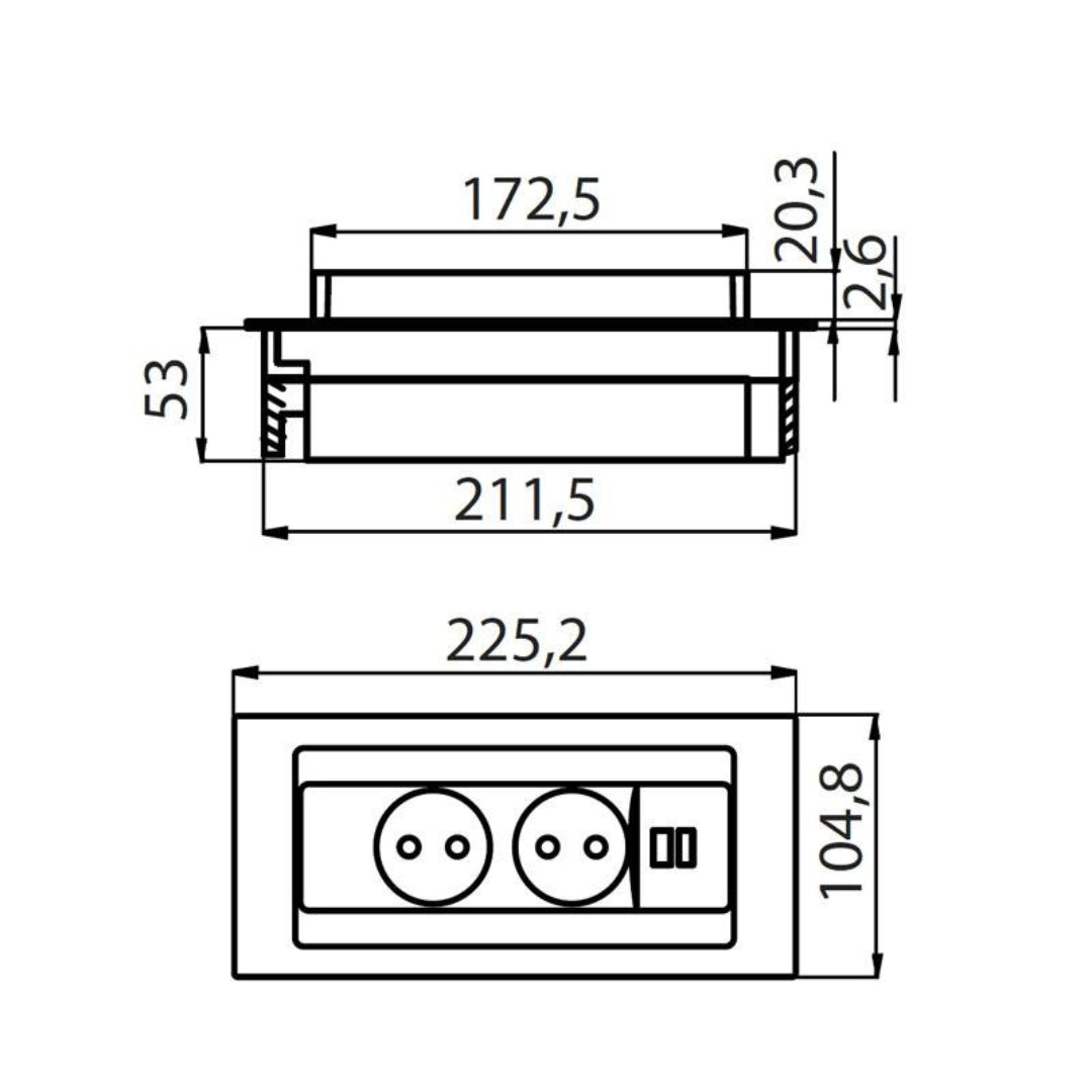 FOSTER 8000116 Portaprese Slot Push Incasso Piani di lavoro Gun Metal Reverse