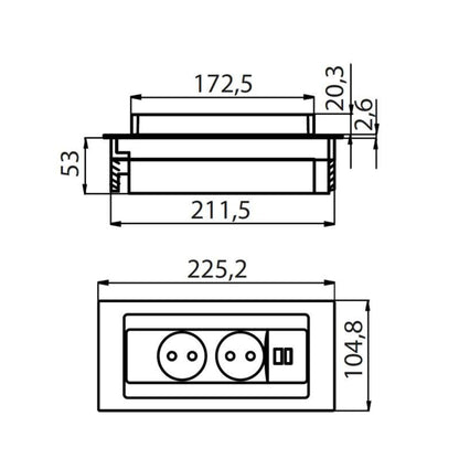 FOSTER 8000116 Portaprese Slot Push Incasso Piani di lavoro Gun Metal Reverse