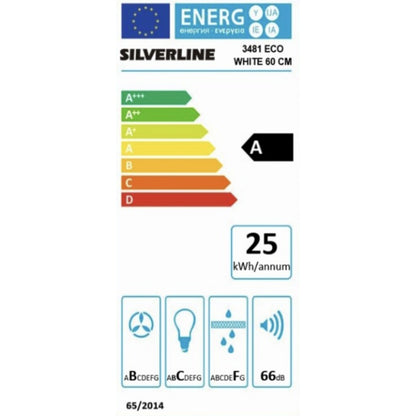 Silverline ECO 3481.6.733.02 Cappa Aspirante a Parete Bianca Vetro Classe A cm. 60 x 34