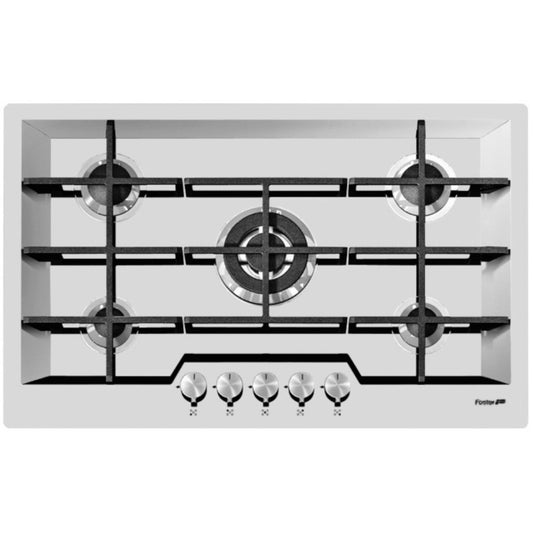 Foster KE 7601032 Piano Cottura da Incasso Filotop 5 Fuochi Gas Acciaio Inox Satinato Griglie in Ghisa cm. 80 x 51