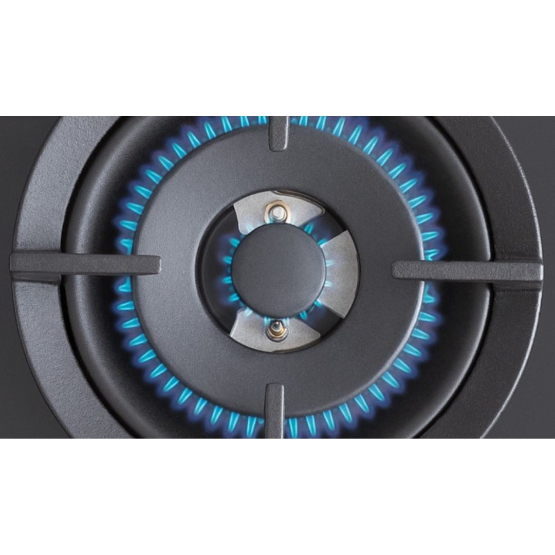 F.LLI BERTAZZONI P755CPROGNE Painmo Cotura Gas 5 Fuochi Cristallo Nero cm. 75 x 52