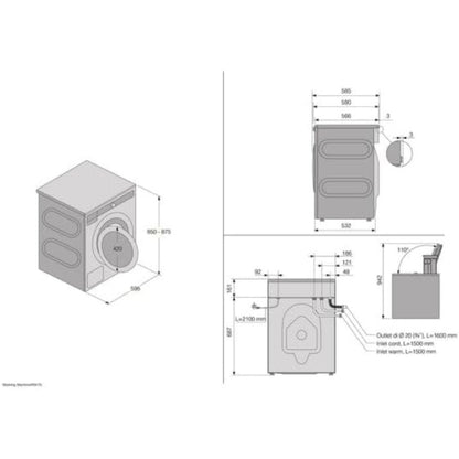 Asko W2084B.W Lavatrice 8 Kg Classe A 1400 Giri Acciaio Inox cm 85 x 59,5 x 58,5