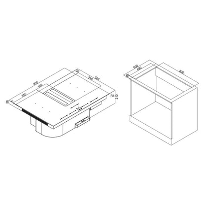 SILVERLINE 7170.8.733.02 Piano Cottura Induzione Cappa Integrata 4 Zone Cottura cm. 85 x 52